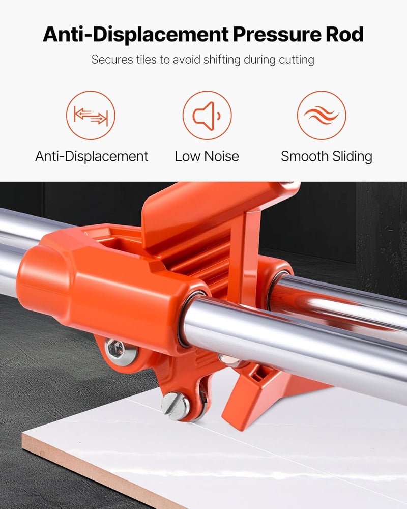 VEVOR 17-Inch Manual Tile Cutter for Wall & Polished Tiles,Double Rails for Precise Cutting, Tungsten Carbide Wheel,Non-Slip Handle,Anti-Displacement Pressure Rod,Precise Cuts for Pros & Beginners - Image 5